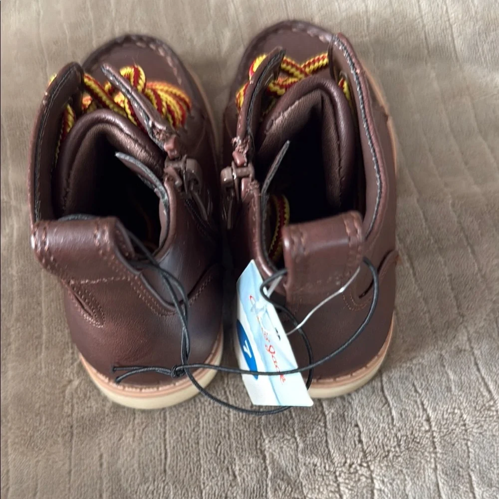 Brown Kids Shoes with Yellow Laces - Picture 4 of 5